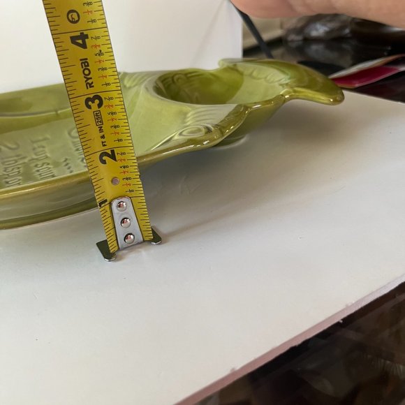 California Pottery Onion Soup Chip Dip Recipe Avocado green Tray Glaze MCM - Picture 15 of 16